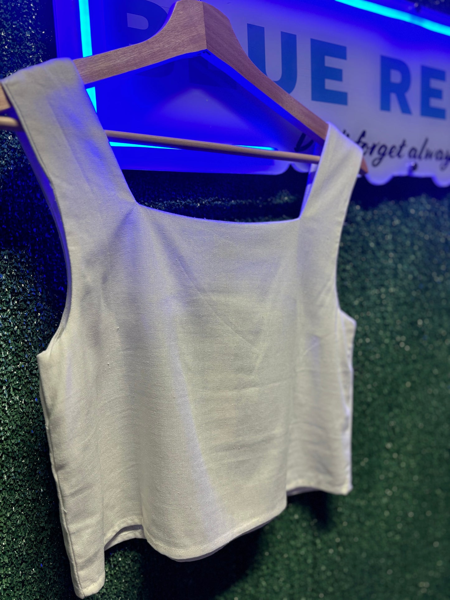 SQUARE NECK LINEN TOP WHITE