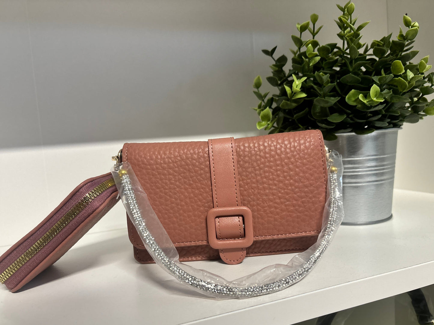 MINI CRYSTALS DUSTY ROSE BAG