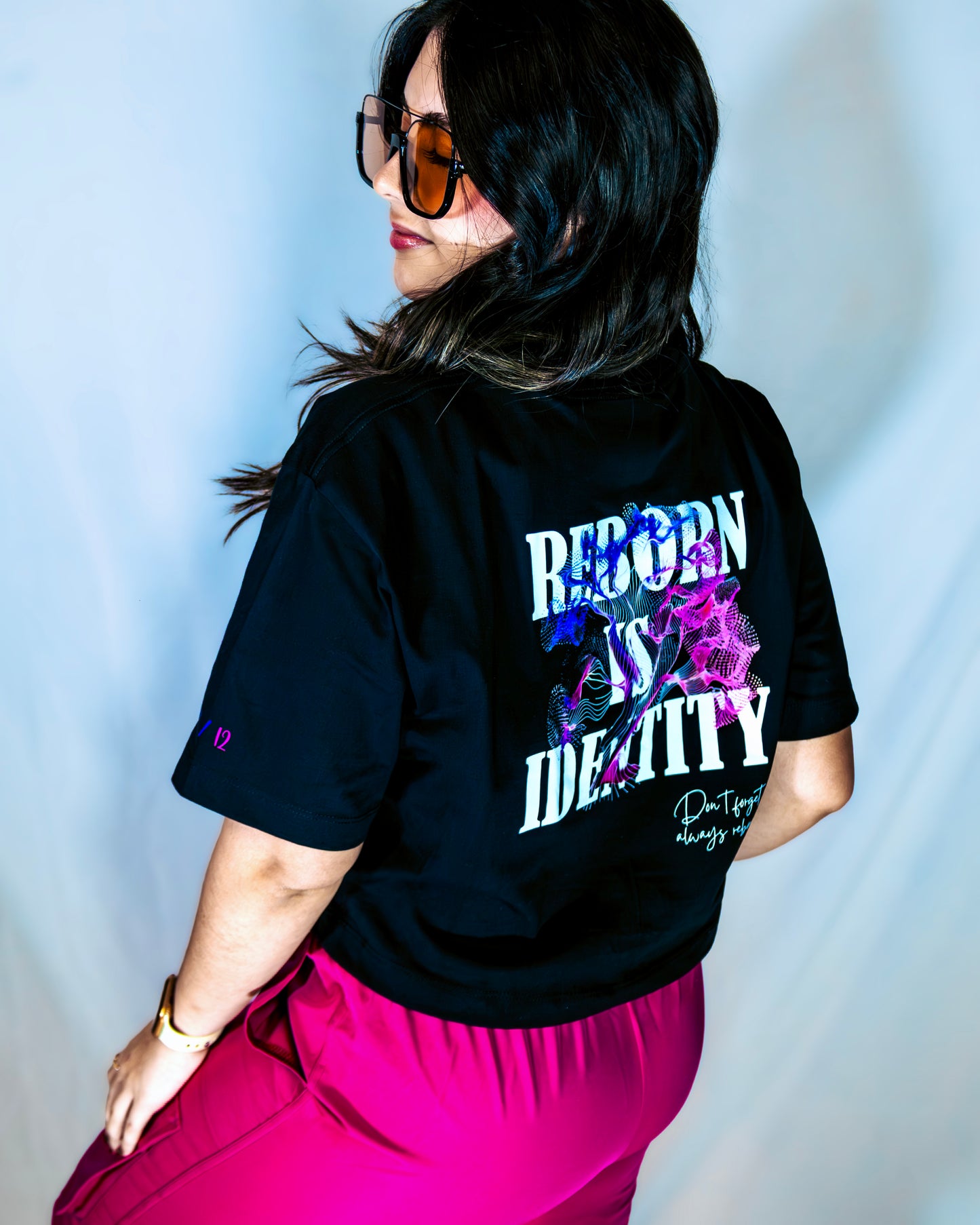 BLUE REBORN CROP TOP BLACK