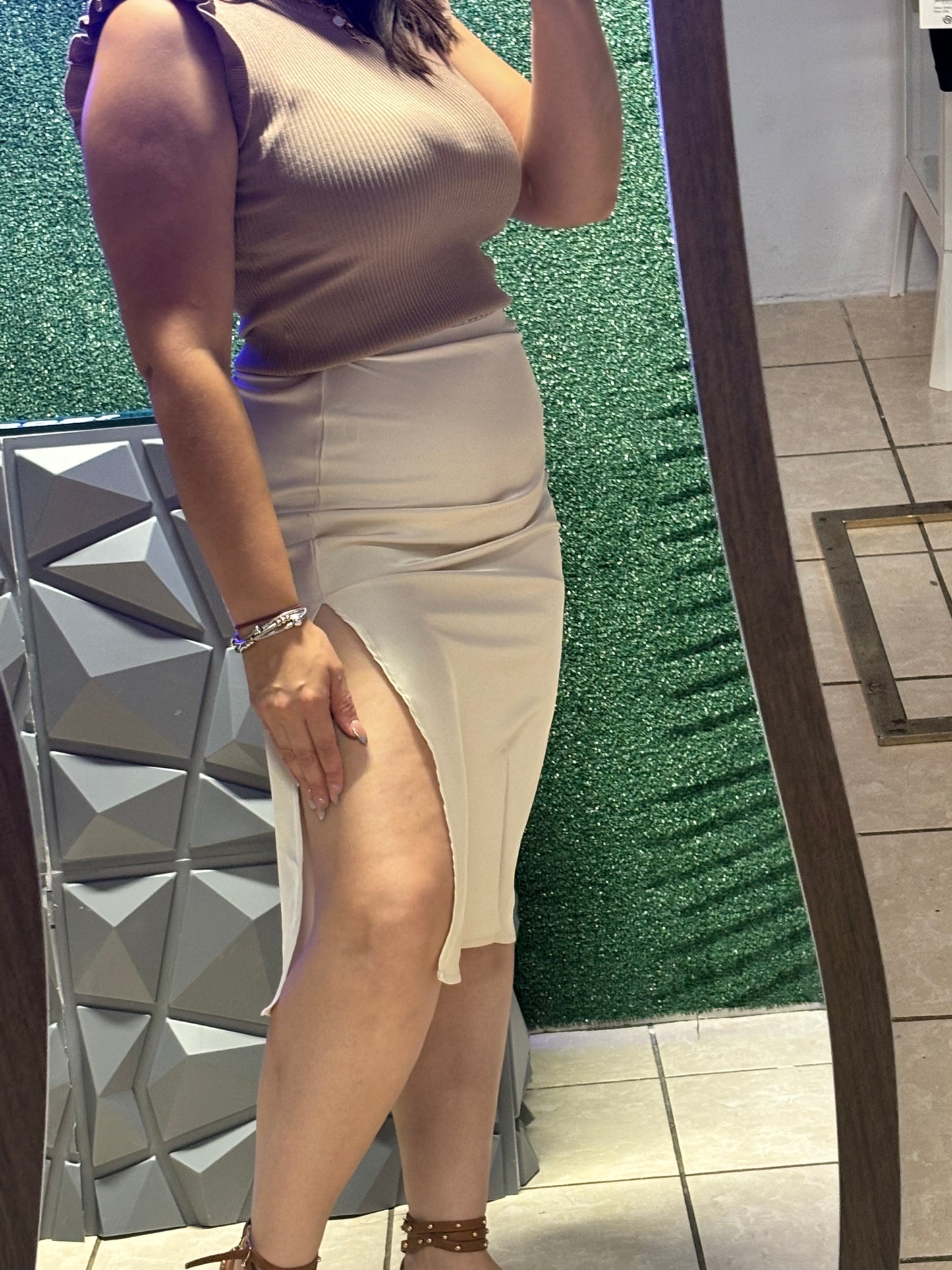 SATIN MIDI SKIRT