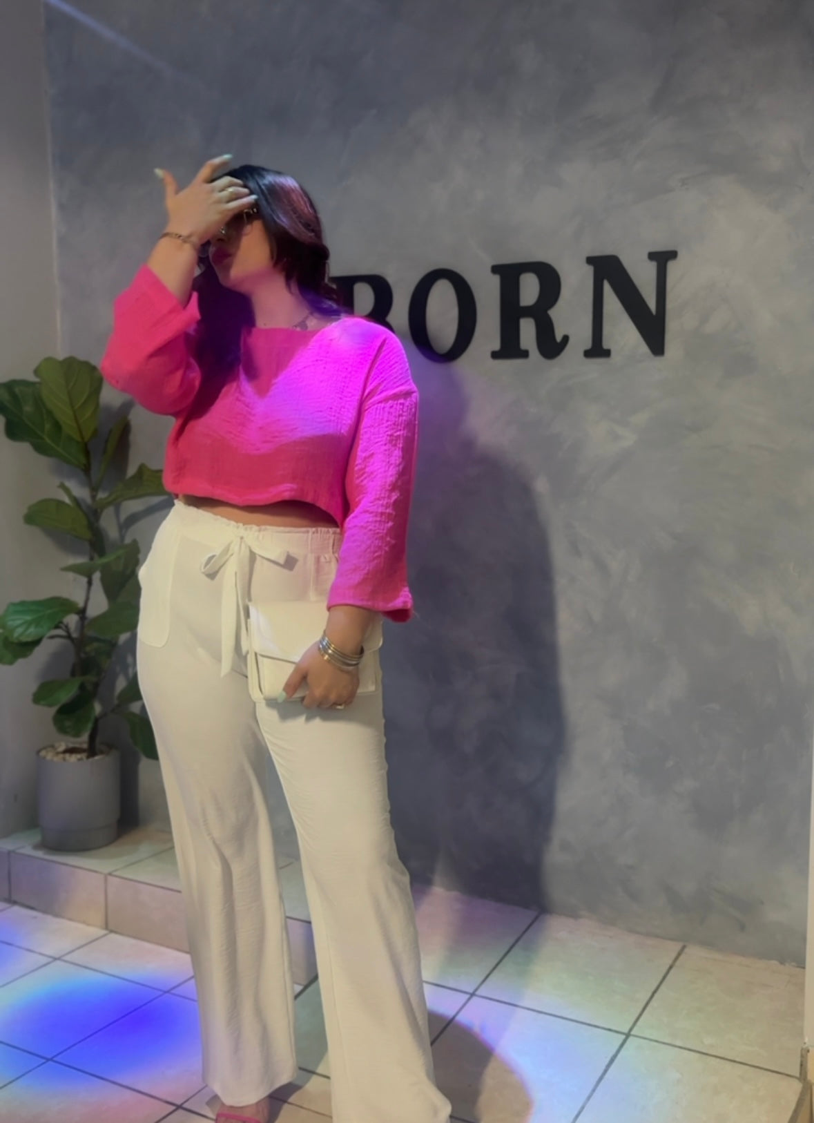 3/4 FUCHSIA TOP