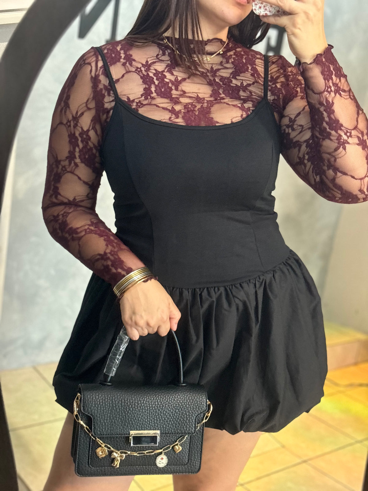 BURGUNDY LACE TOP