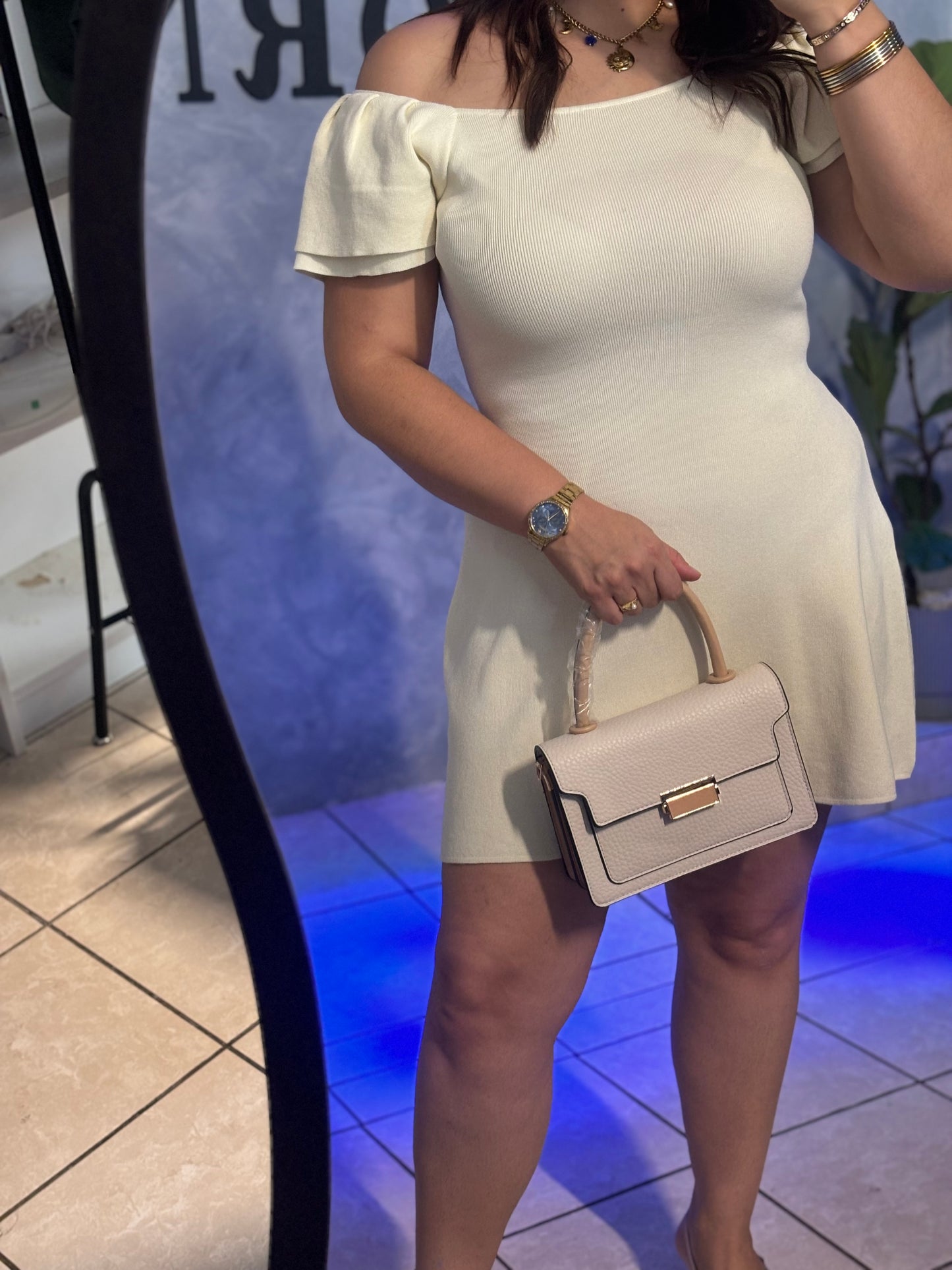 SWEATER RUFFLE DRESS