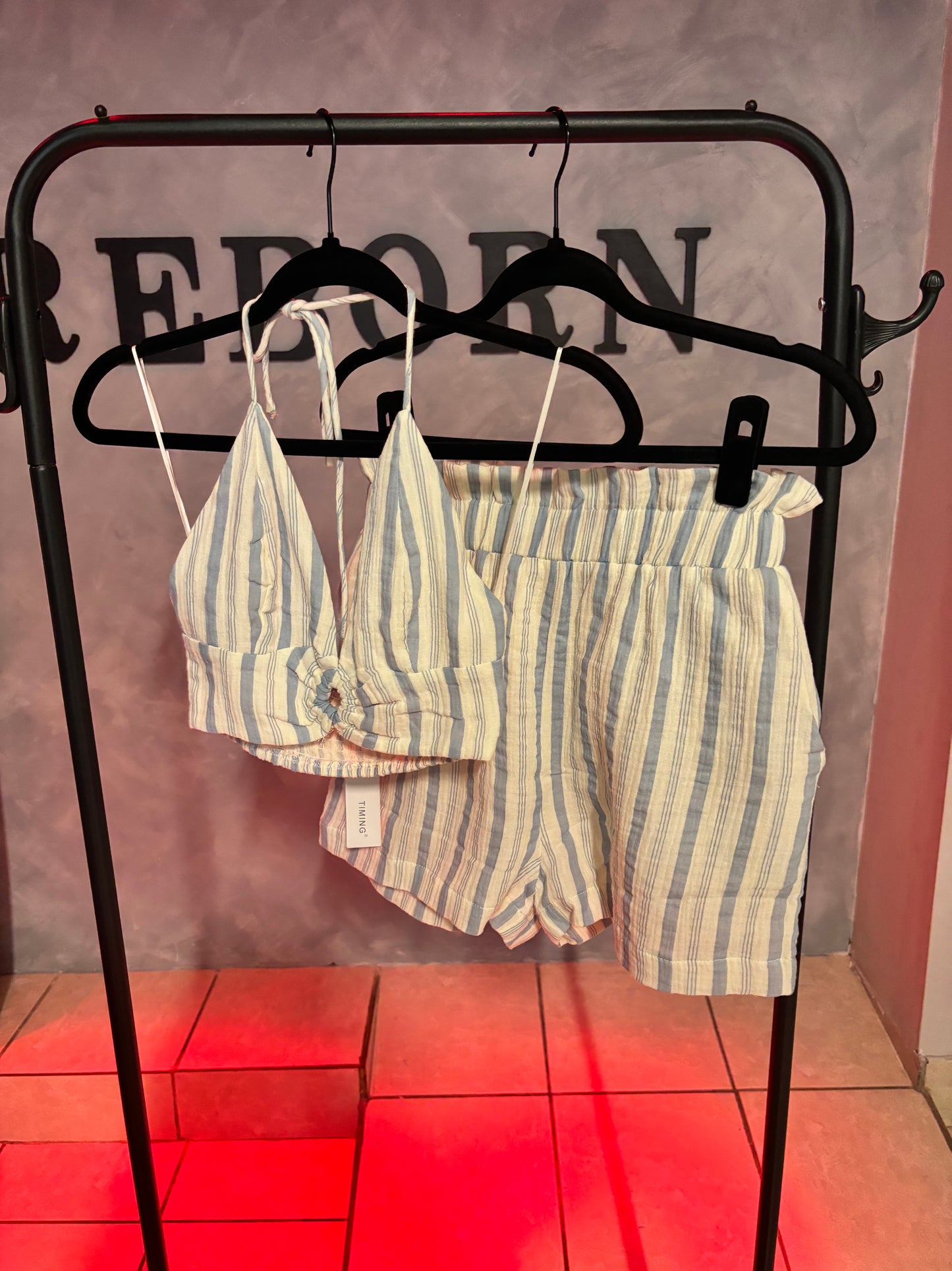 STRIPPED SHORT SET
