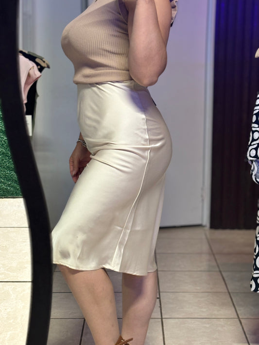 SATIN MIDI SKIRT