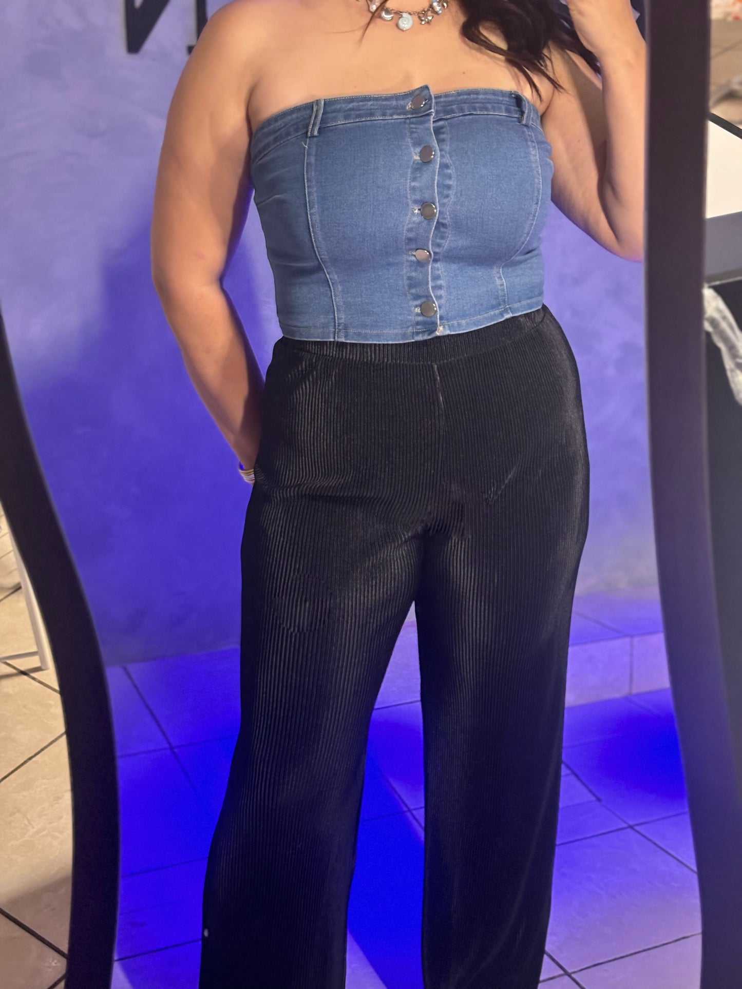 BLACK TEXTURED PANTS