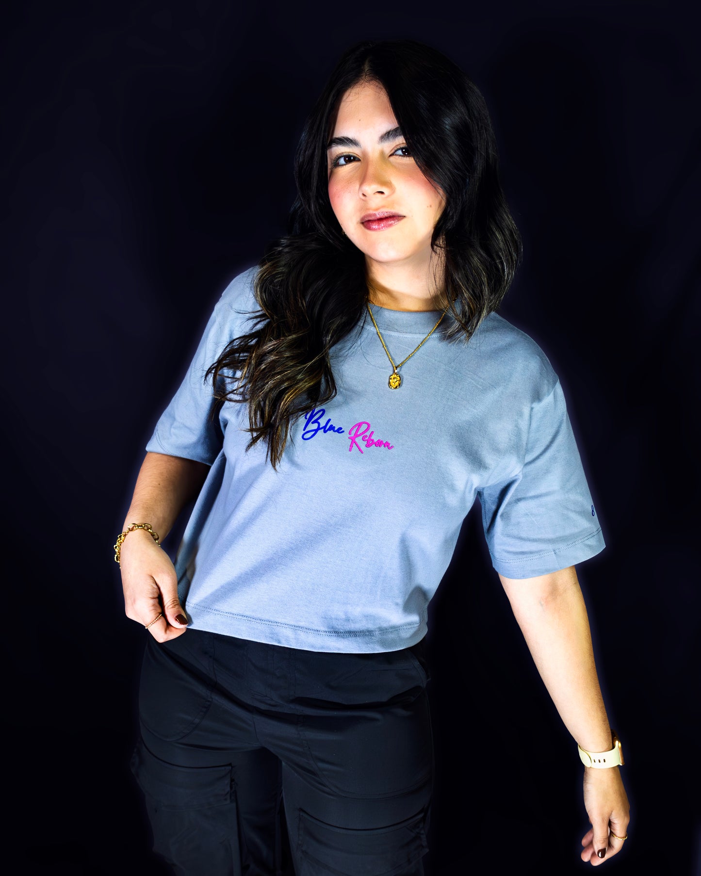 BLUE REBORN CROP TOP GRAY