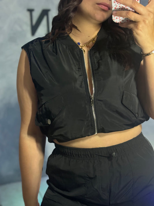 BLACK BOMBER VEST