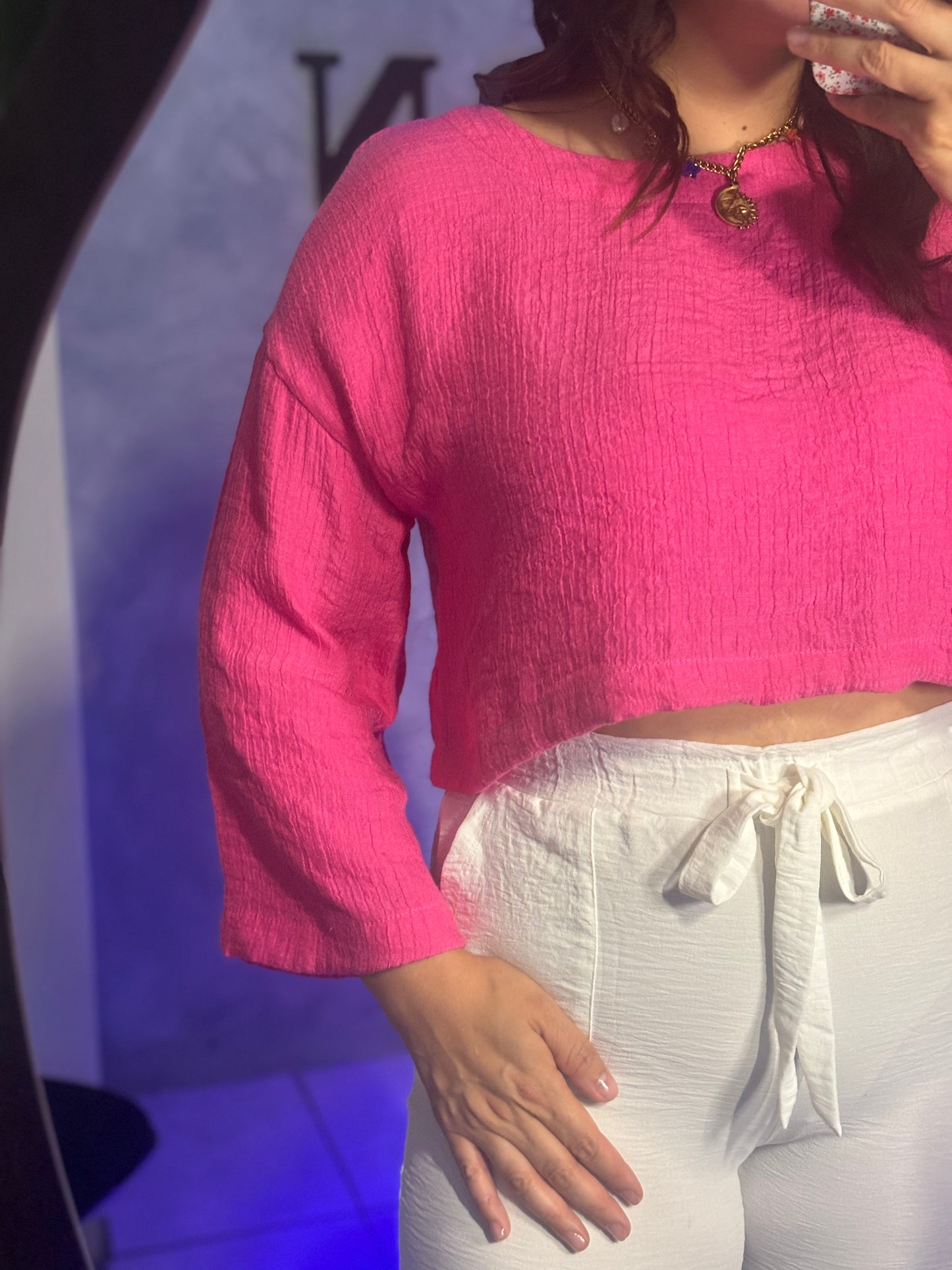 3/4 FUCHSIA TOP