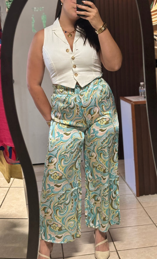 MULTI GREEN BLUE PANTS