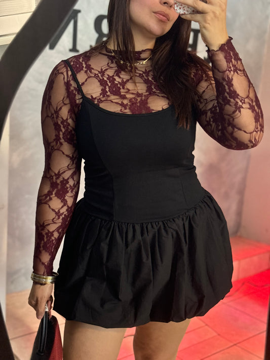 BURGUNDY LACE TOP