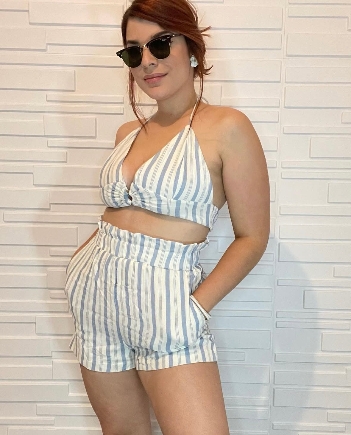 STRIPPED SHORT SET
