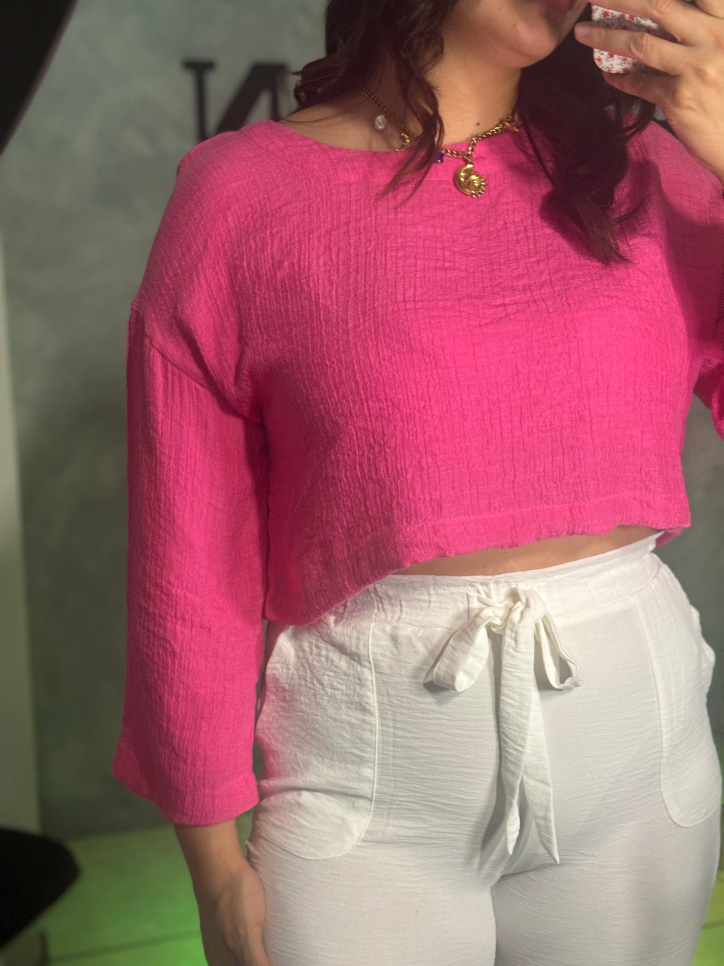 3/4 FUCHSIA TOP