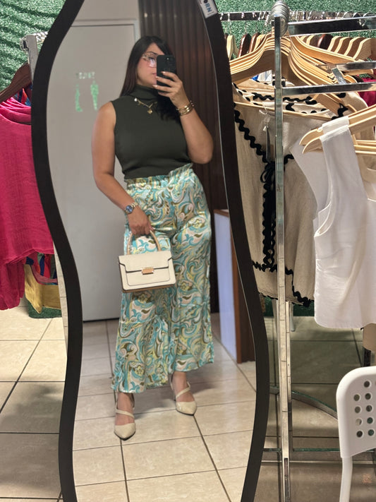 AQUA COMBO SATIN PANTS