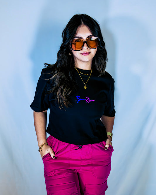 BLUE REBORN CROP TOP BLACK