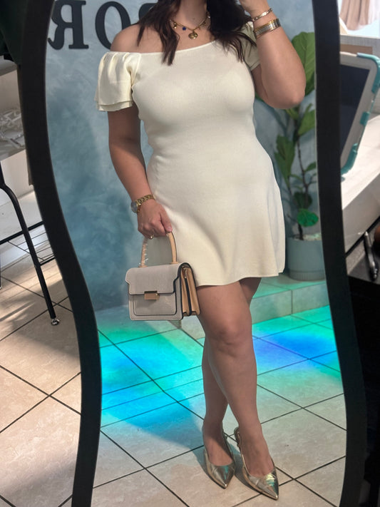 SWEATER RUFFLE DRESS