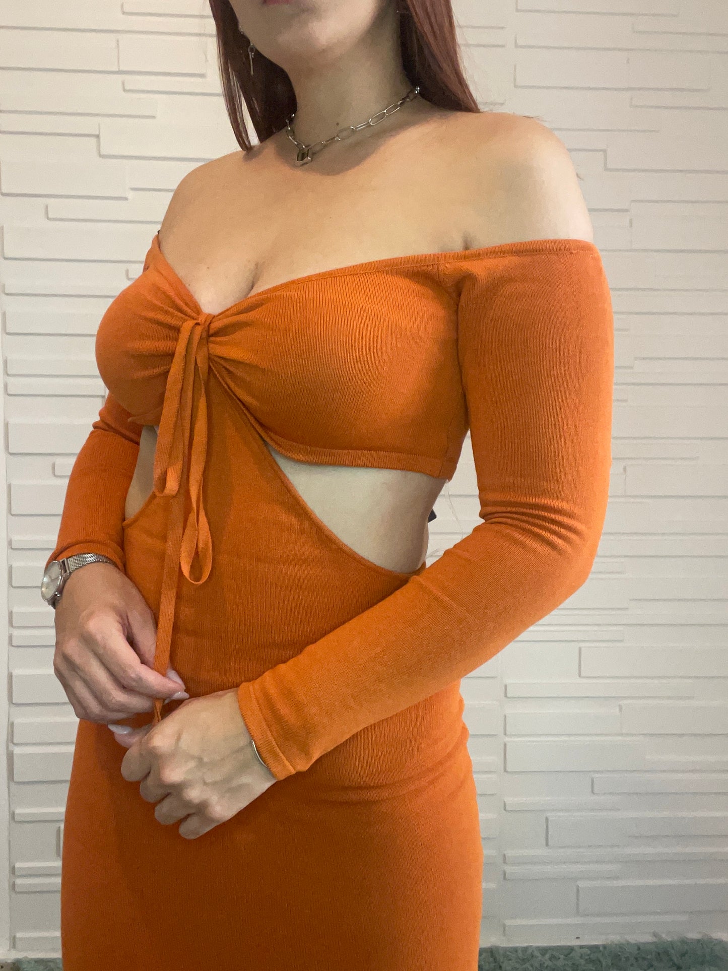 ORANGE MIDI DRESS