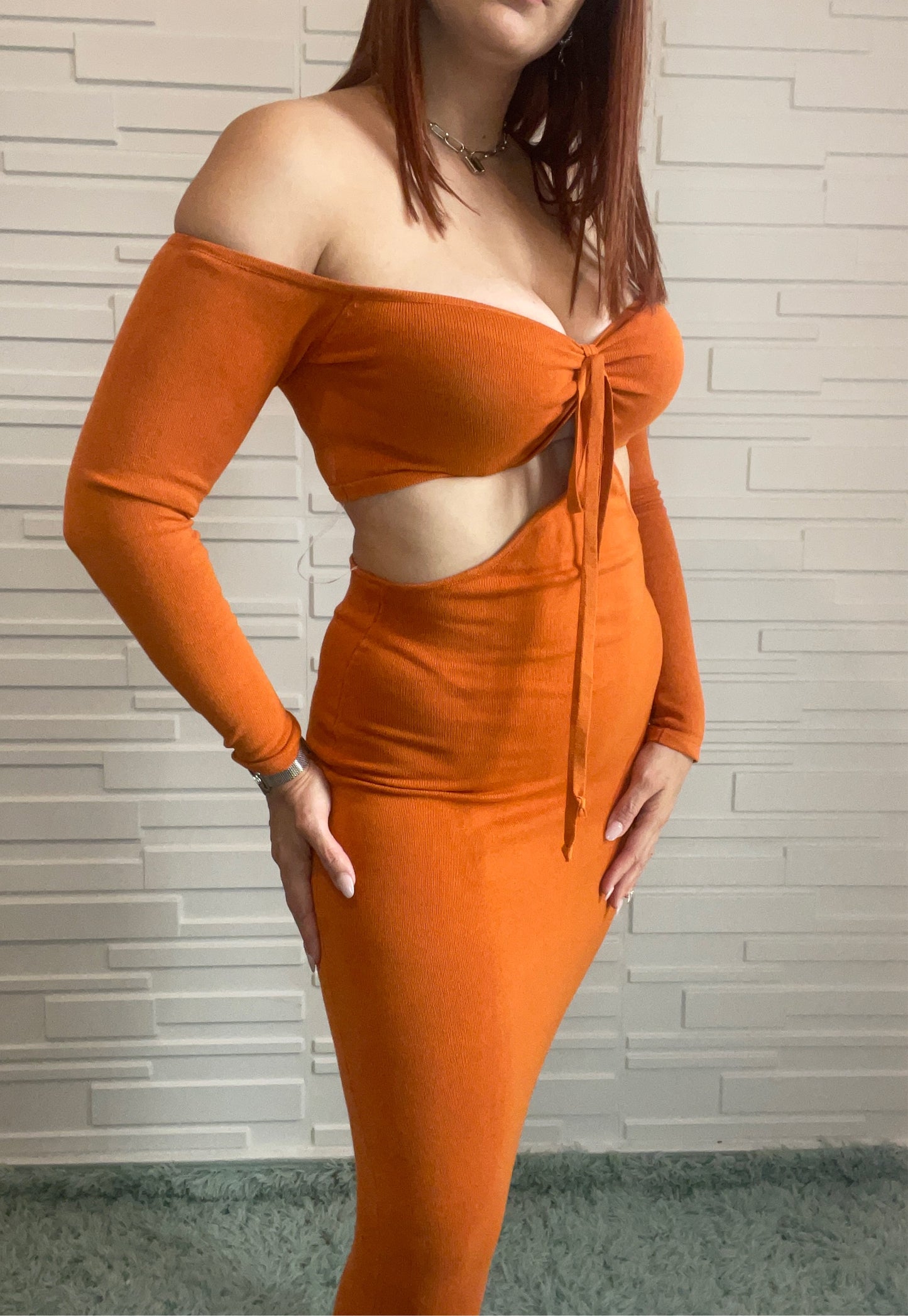 ORANGE MIDI DRESS