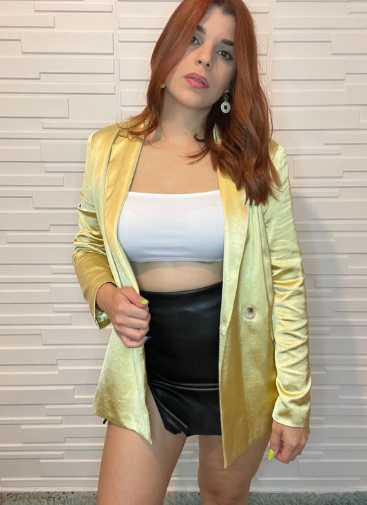 SATIN DOUBLE BREASTED BLAZER