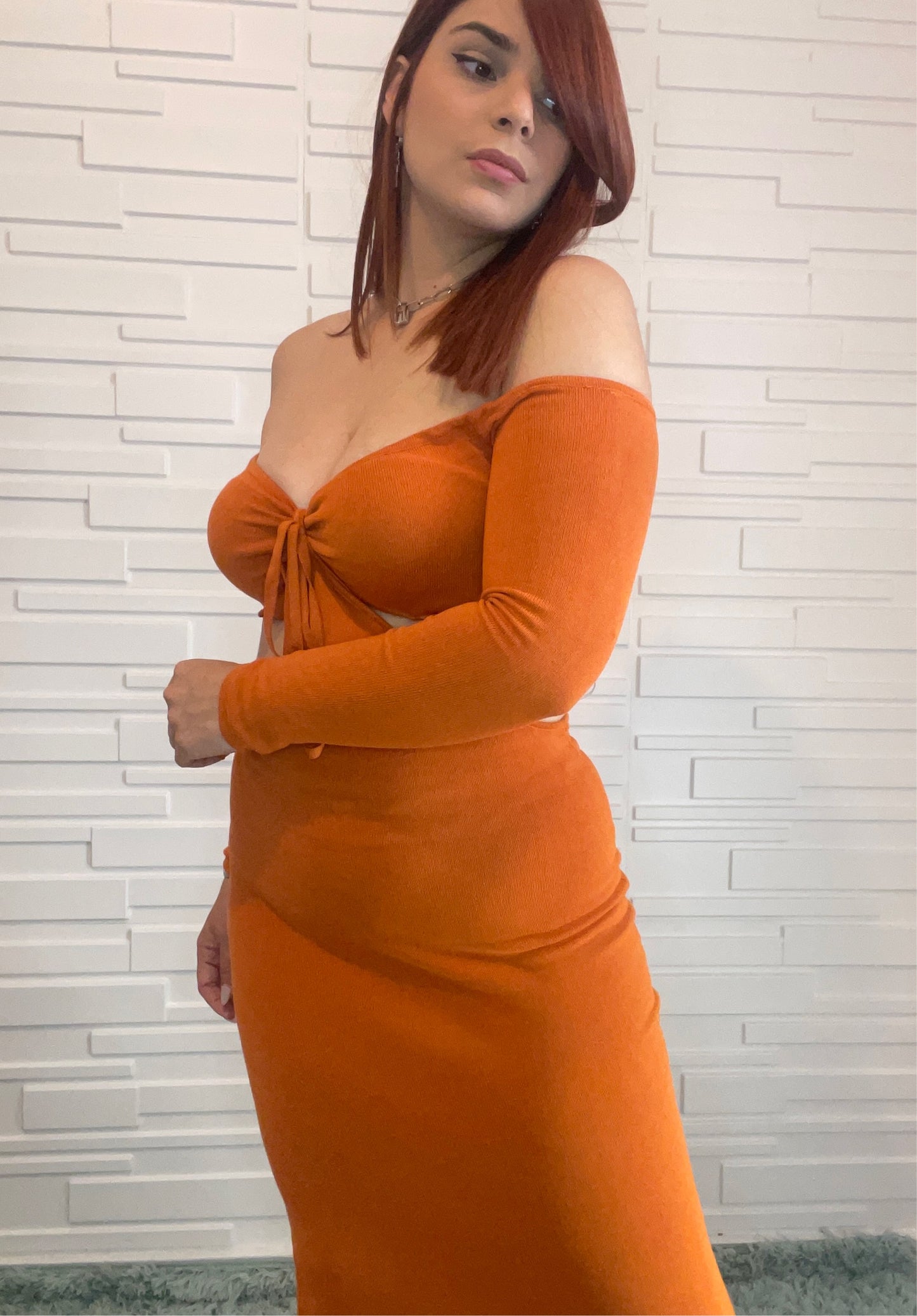 ORANGE MIDI DRESS